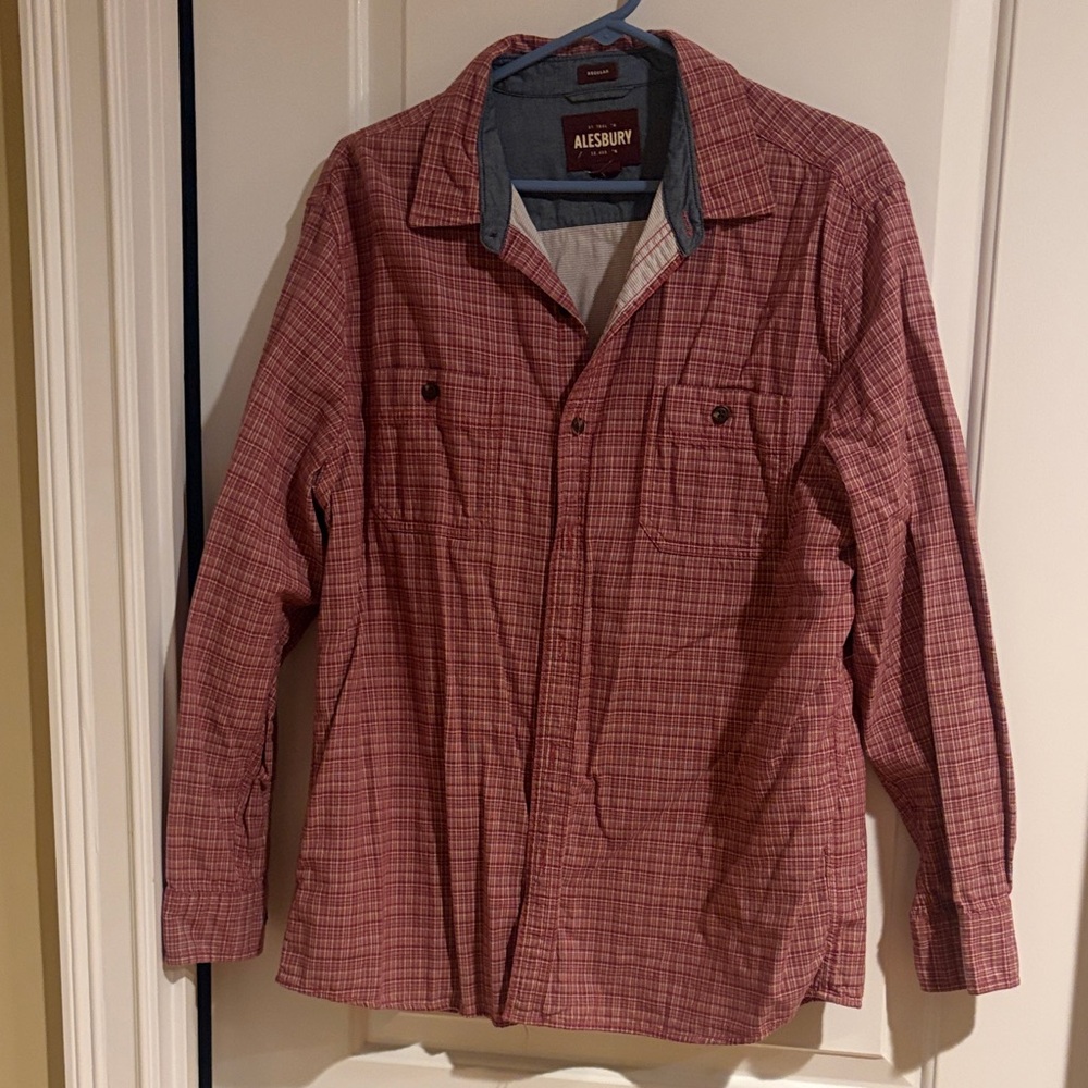 Alesbury Red Plaid Men’s Long-Sleeve Button-Down Shirt